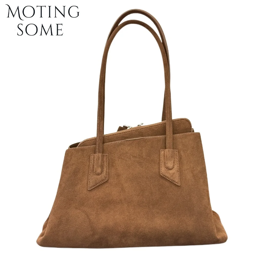 

Motingsome Women Suede Leather Bags Multiple Compartments Large Capacity Handbag Luxury Design Bags Shoulder Underarm Tote 2025