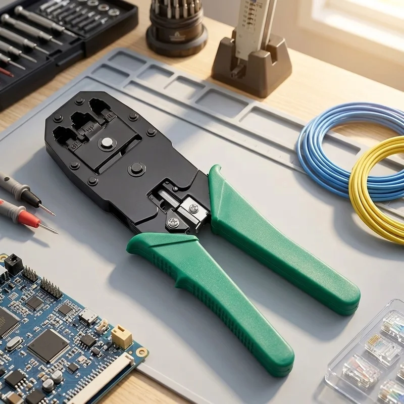 RJ45 RJ11 RJ12 Crimping Tool, 4P 6P 8P Ethernet LAN Cable Crimper Cutter Stripper Pliers for Network Connectors