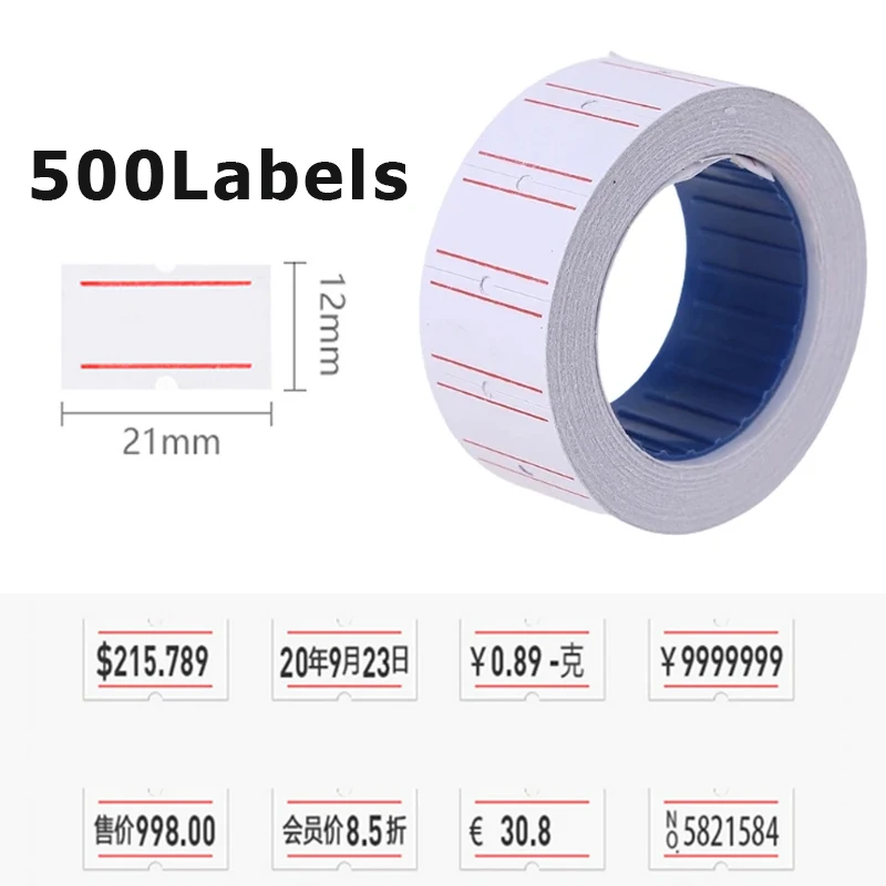 

21x12mm*500pcs Labels Price Single Row Stickers for MX5500 MX-5500EOS MX9900 AK813 HG979 Gun for Retail Stores Supermarket