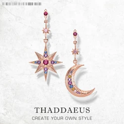 Drop Earring Star & Moon Vintage Gift For Women High Quality Rose Gold Color 925 Sterling Silver Fashion Jewelry