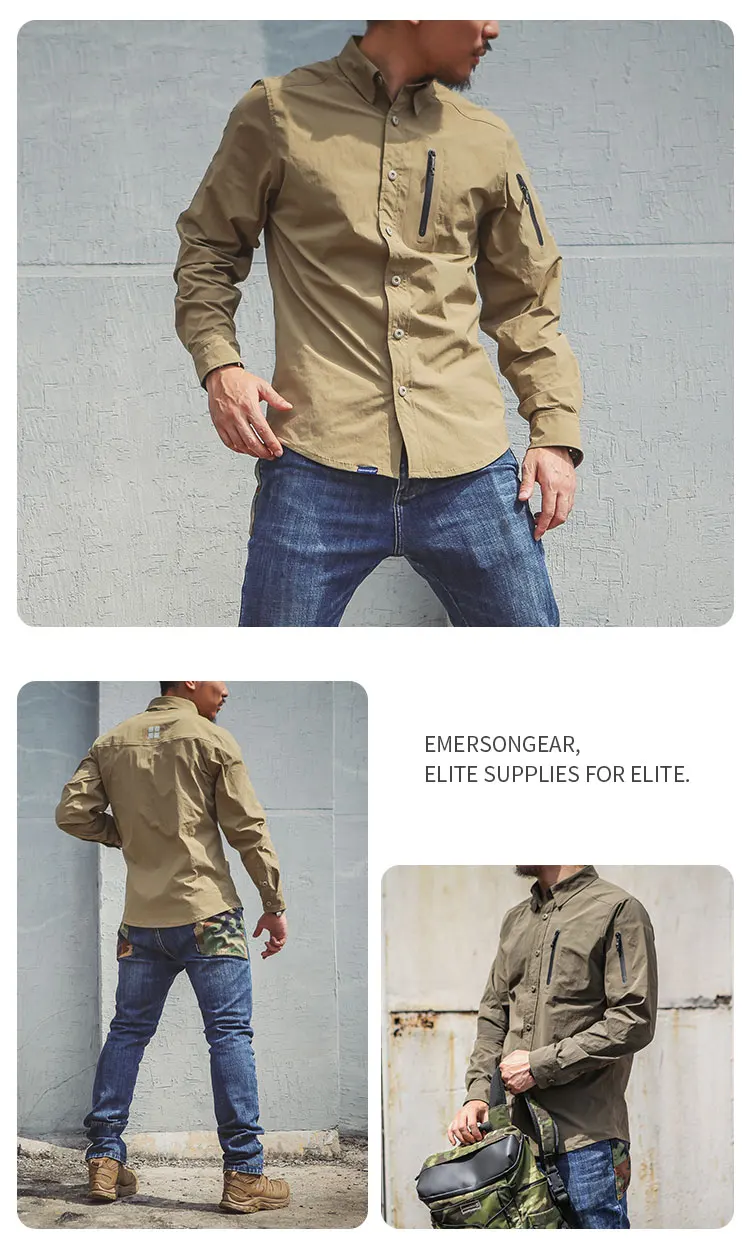 Emersongear Blue Label Triple Tech Tac-Shirt Langarmshirts Herren Pendler T-Shirt Outdoor Angeln Jagd Wandern KH Nylon – Detail 10