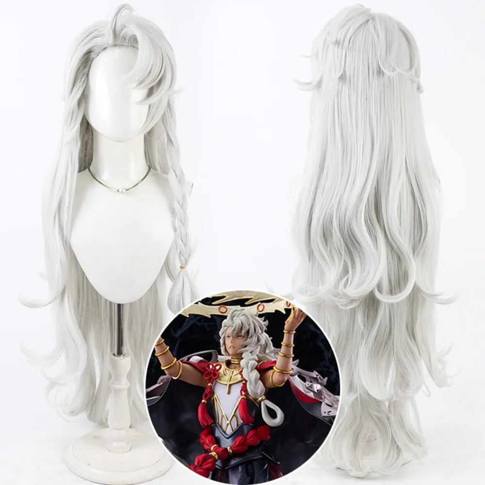 

Парик для косплея FGO Solomon, серебристый, длинные прямые волосы, термостойкое волокно