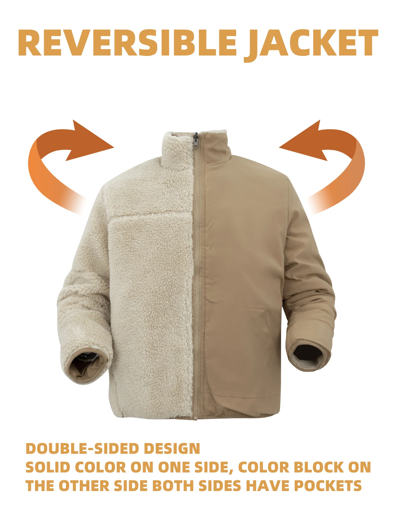 Men's Sherpa Fleece Jackets Casual Loose Thicken Warm Long Sleeve Coats Autumn&Winter Oversize Zip Up Outerwear 24H shipped