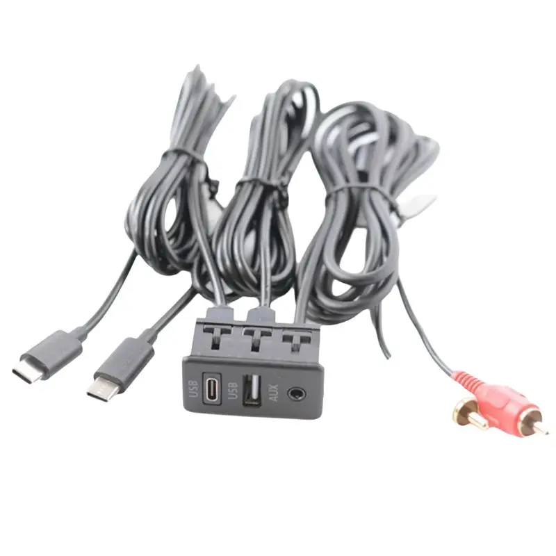 M50K-Car Android Navigation Machine AUX Panel TYPE-C+RCA Input Double USB+AUX Interface Panel Extension Cable Adapter Panel