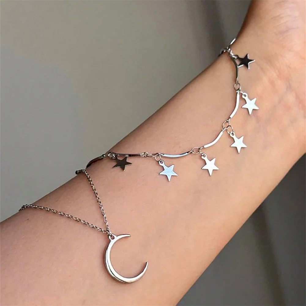 Star Charm Necklace Moon Pendant Necklace Set Exquisite Fine Chain And Multiple Pendant Pendant Necklace Elegant Simple Style