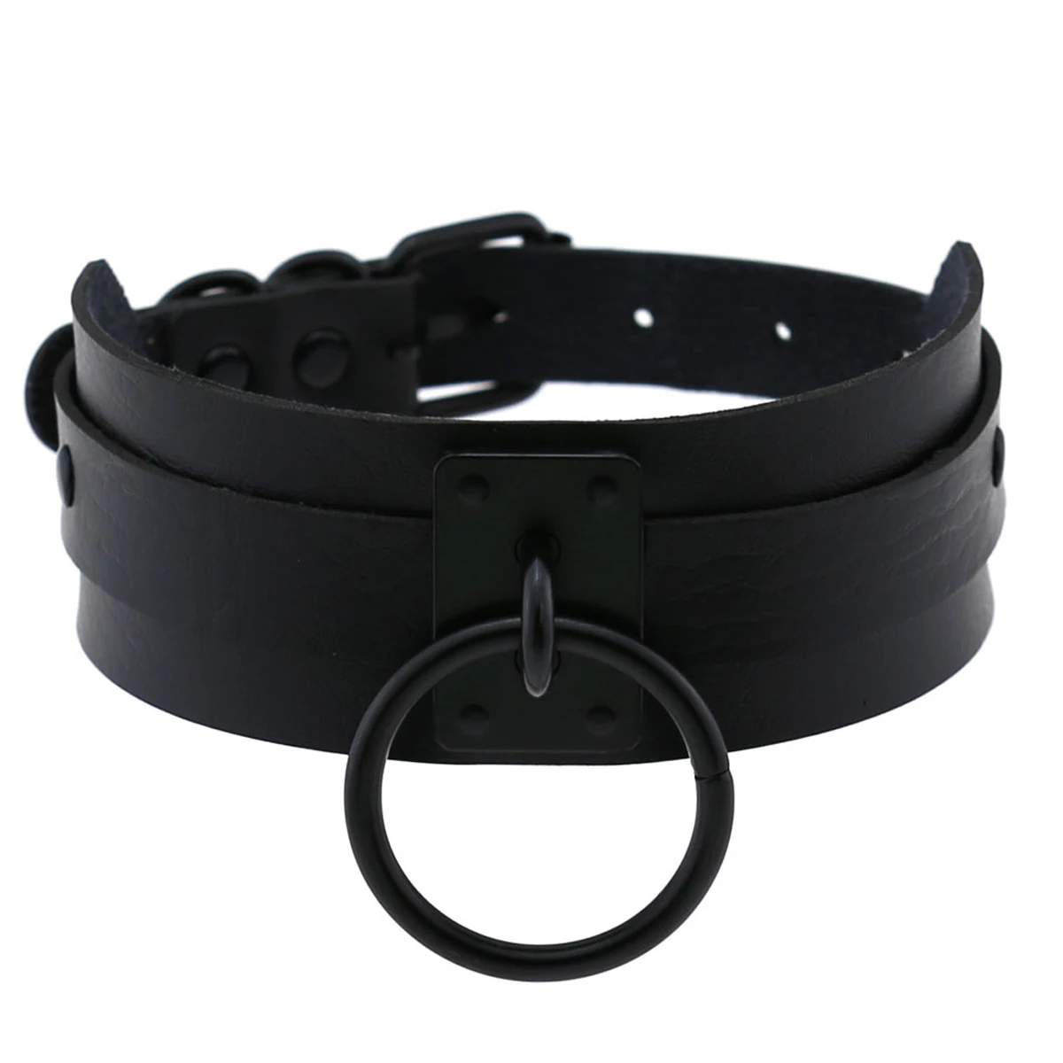 

Black Big O-Ring Gothic Leather Choker Collar Eco-Friendly Packing