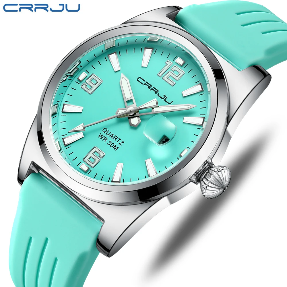 CRRJU Casual Quartz Wristwatch Fashion Waterproof Men\'s Watches Sport Silicone Strap Male Luminous Clock Relogio Masculino