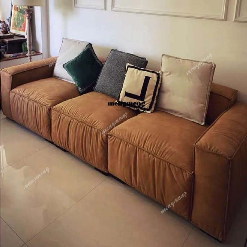 Modern light luxury sofa Italian minimalist style luxury high-end living room latex technology cloth full sofa