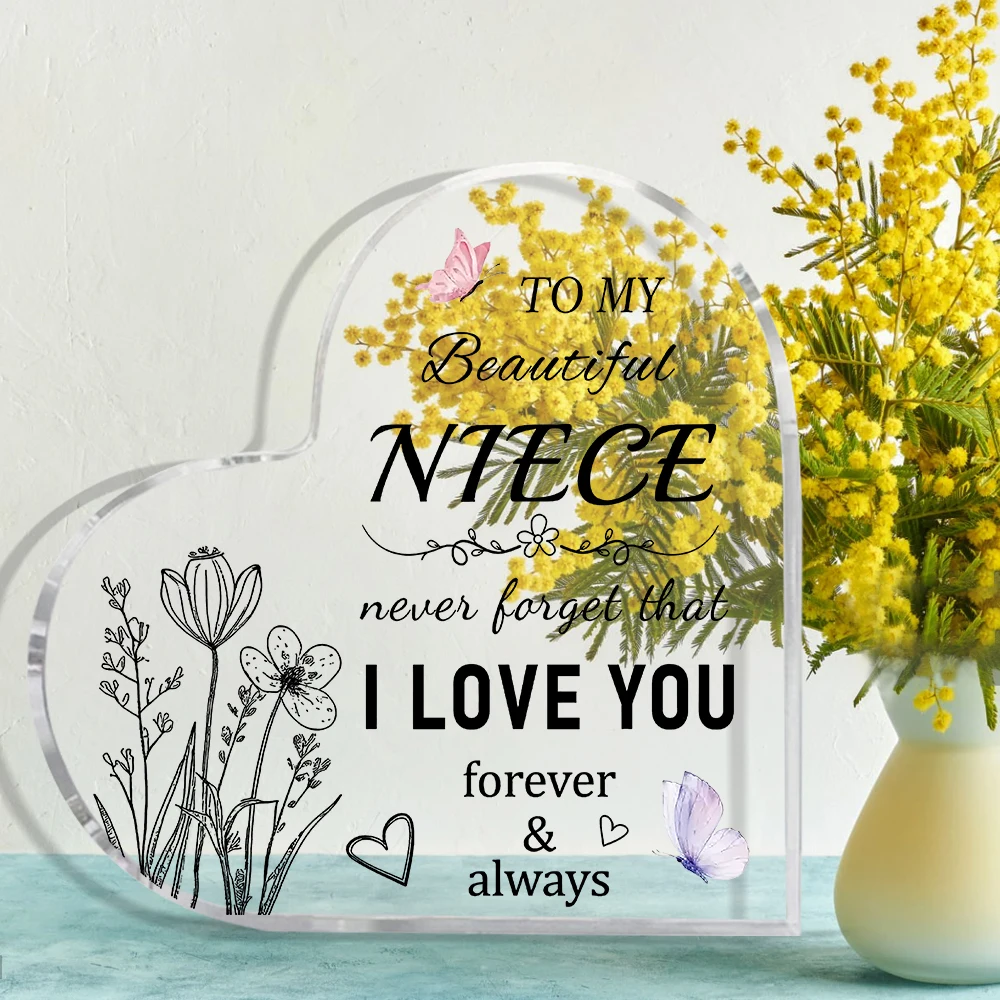 [2D Flat] 1pc Acrylic Heart-Shaped Keepsake for Niece - 