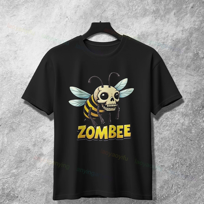 

Мужская футболка с рисунком Zombee — повседневная летняя футболка с короткими рукавами и рисунком пчелы в виде скелета, модная уличная футболка из 100% хлопка