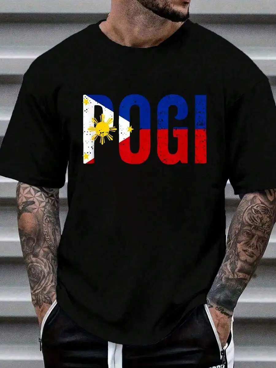 100% Cotton Hilarious Pogi Statement In Philippine Flag Design Idea T-Shirt Women's Men's Graphic Tee Causal Tops Fashion Tshirt