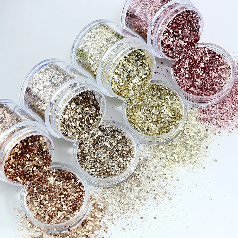 Autumn DIY Resin Pigment Powder Hexagons Chunky Glitter Gold Silver Epoxy Resin Accessories Silicone Mold Filler Resin Sequins