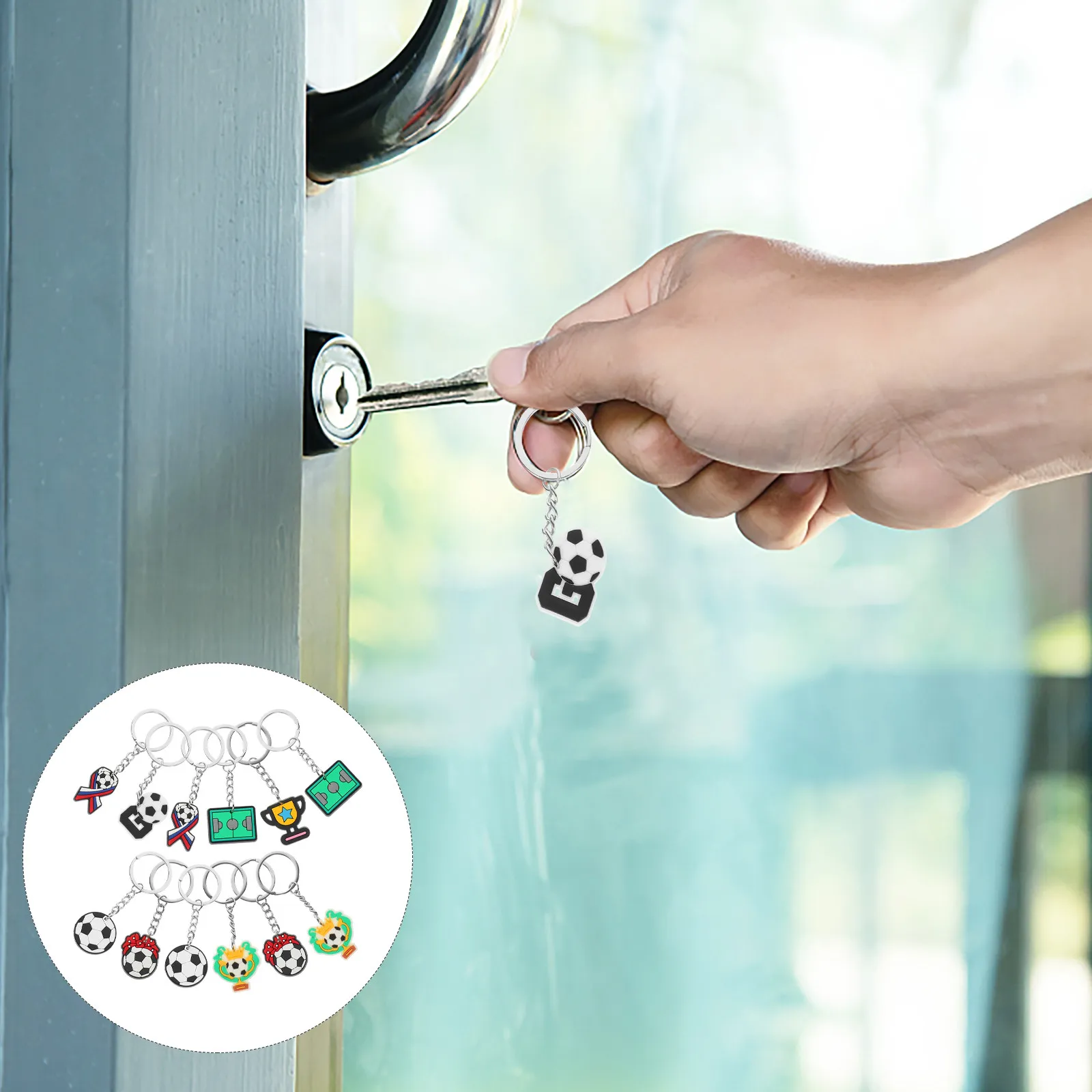 35Pcs Soccer Keychain Creative Sports Key Ring Decorative Small Keychain for Backpack Bag Car Keys Soccer Souvenir Gift