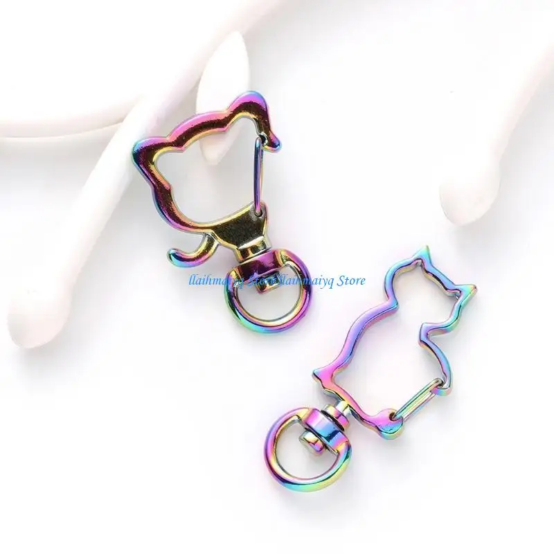 573B 10 Pieces DIY Heart Star Keychain Lobster Clasp Hook Jewelry Finding Rainbow Metal Clasp for Keychain Making