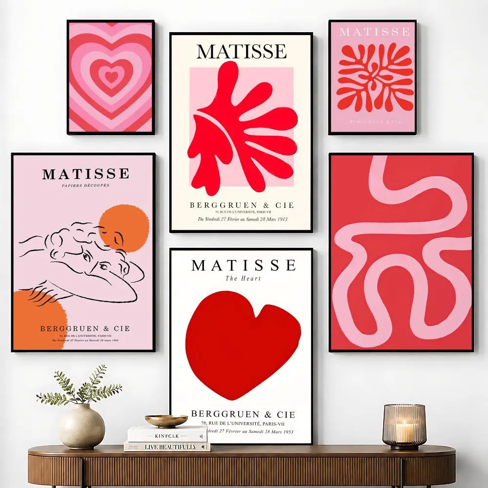 Pink Matisse Les Muses Map Flower Poster Perfect Sticker Self Adhesive for Office Home Theater Wall Art Decor Fancy Gift