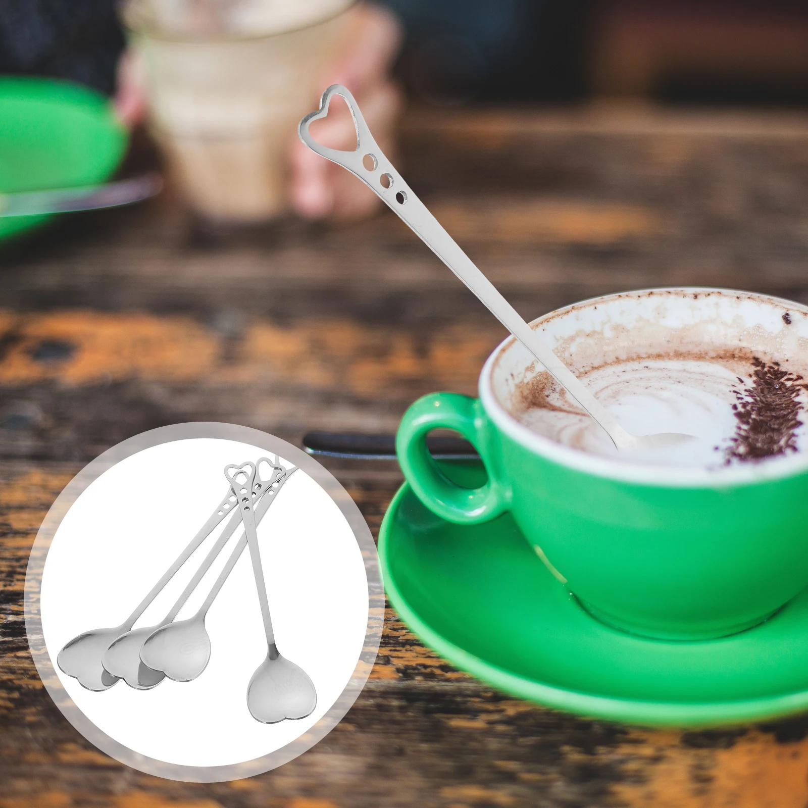 

4 Pcs Heart-shaped Spoon Chocolate Stirring Spoons Small Condiment Fold Serving Espresso Teaspoons Silver Metal Dessert Dad