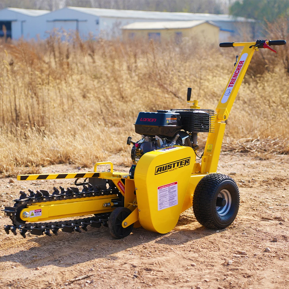 

【Hot】AUSTTER 15HP Gas-oline Engine Farm Mini Pipe Line Trencher Machine Mini Trencher