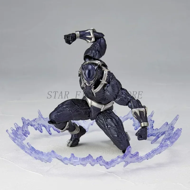 Geweldig Yamaguchi Black Panther actiefigurencollectiemodel 15 cm Kaiyodo Revoltech # 030 Marvel T Challa beweegbaar beeldje speelgoed