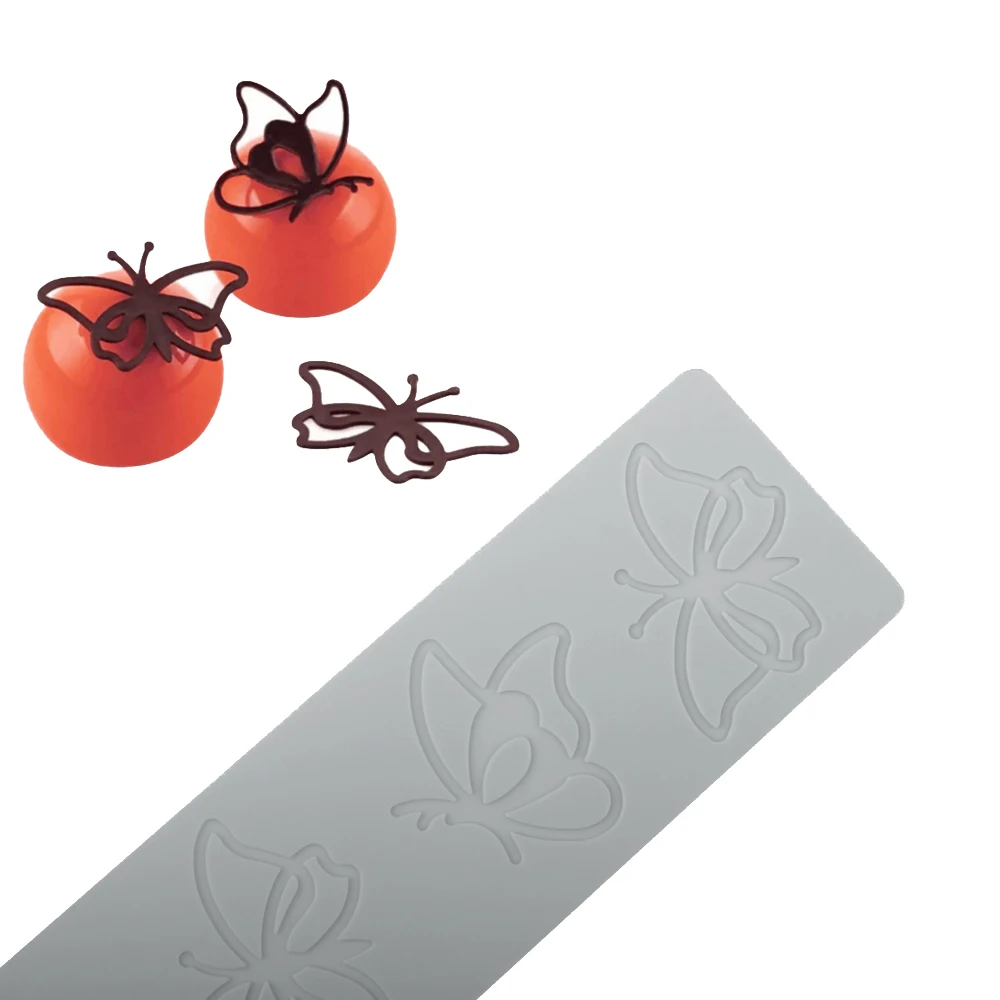 قالب سيليكون مفرغ من الدانتيل على شكل فراشة لترتيب قوالب المعدة الجزيئية لشقوق الشوكولاتة #3