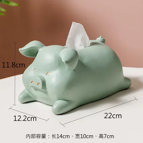 Resin Animal Tissue Box Pig Ornaments Storage Boxes Decorative Holder Napkin Paper Decorations Crafts