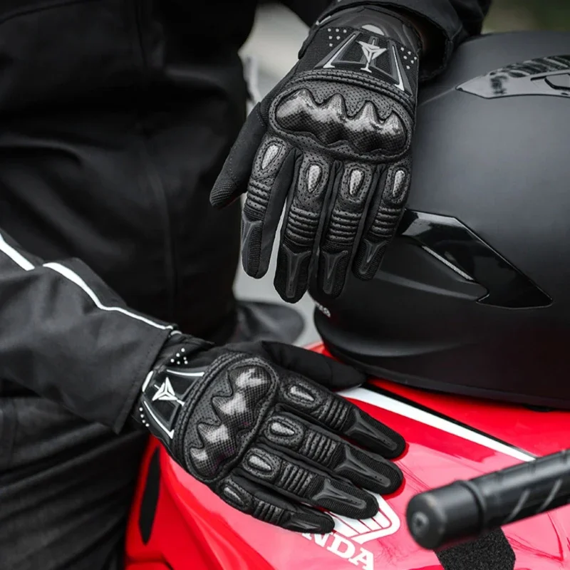 Motowolf Motorcycle Black Anti Drop Leather Gloves Off-road Motorcycle All Finger Sheepskin Gloves Autumn And Winter Men