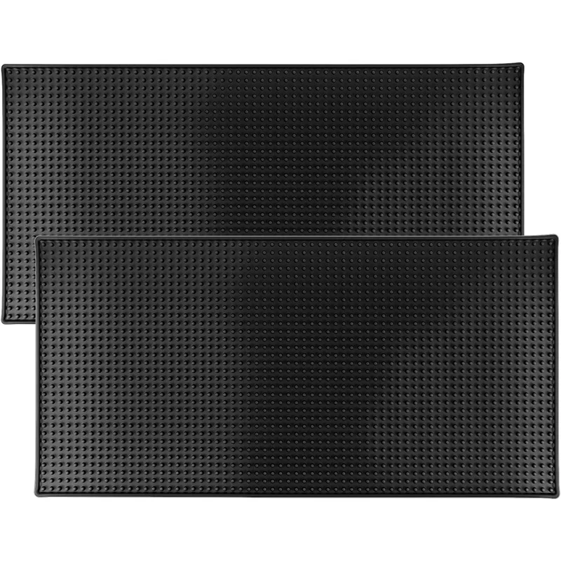 

HHO-Extra Large Dish Drying Spill Matting, Rubber Bar Mat,24" X 12", 2 Pack Heavy-Duty Non-Slip For KTV Bar Home