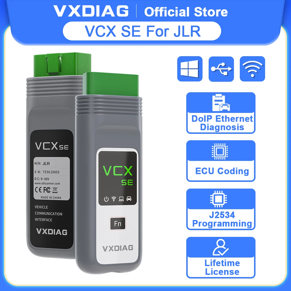 VXDIAG VCX SE for JLR Car OBD2 Scanner VX708 for Jaguar Land Rover OE-Level Diagnostic Tool Active Test Coding Programming DoIP