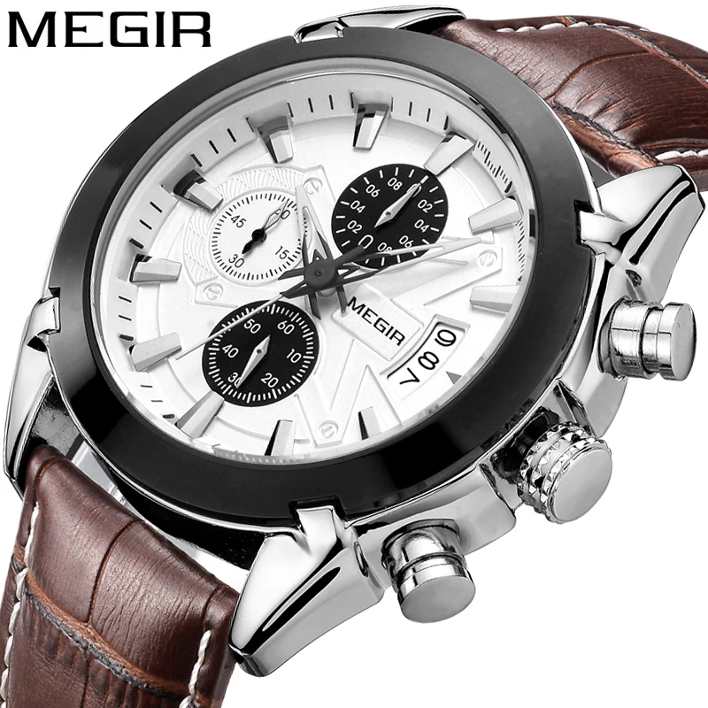 

MEGIR 2022New Style Luminous Calendar Clock Men Timing Quartz Waterproof Movement Military Leisure Man Wristwatch Male 2020