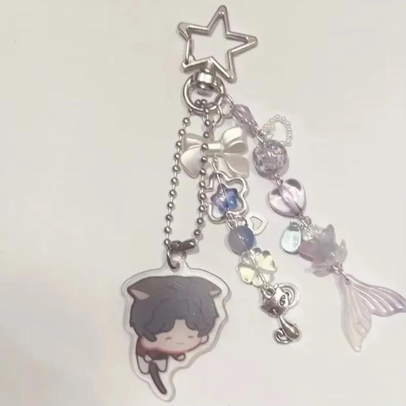 لعبة الحب والمساحة العميقة رافاييل كزيفير زين تأثيري مفتاح سلسلة سلاسل المفاتيح الاكريليك على ظهره قلادة حلقة رئيسية الملحقات