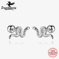 Trustcherokee Real 925 Sterling Silver Fashion Sweet Animal Snake vite orecchini per le donne festa di nozze gioielleria raffinata DA3141