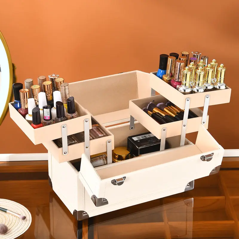 

Tattoo Embroidery Toolbox Large Capacity Cosmetic Case Professional Makeup Artist Suitcase