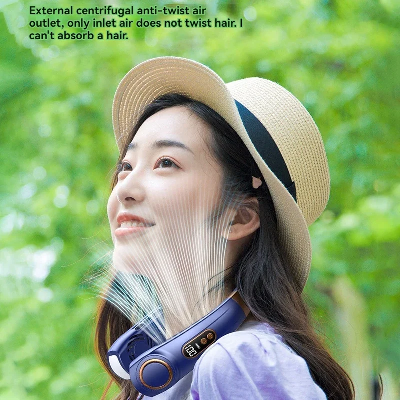 المحمولة معلقة الرقبة مروحة LED شاشة ديجيتال ضوء الليل USB قابلة للشحن الخالية من الشفرة الرقبة مروحة كهربائية مبرد الهواء مراوح التخييم