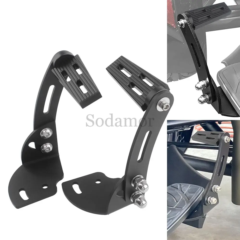 2pcs Black Aluminium Floor Board Highway Road Pegs Adjustable For Can-Am Spyder F3 Models With Factory Floorboards 2015-2023