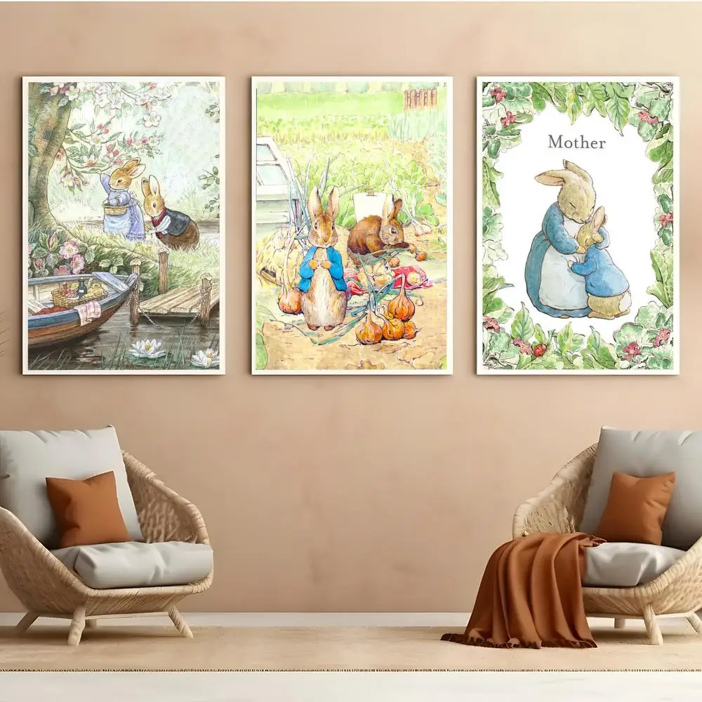 Child Enlightenment Hand Drawn P-Peter Rabbit Poster HD Anime Hot Theme Singer/OST/Movie-Waterproof Self-Stick Home Decor
