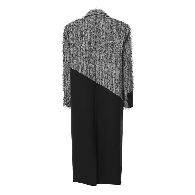 HKSH Autumn New Women Trench Coat Contrast Color Patchwork Personalized Cut Asymmetrical Design Elegant Long Windbreaker HK10657