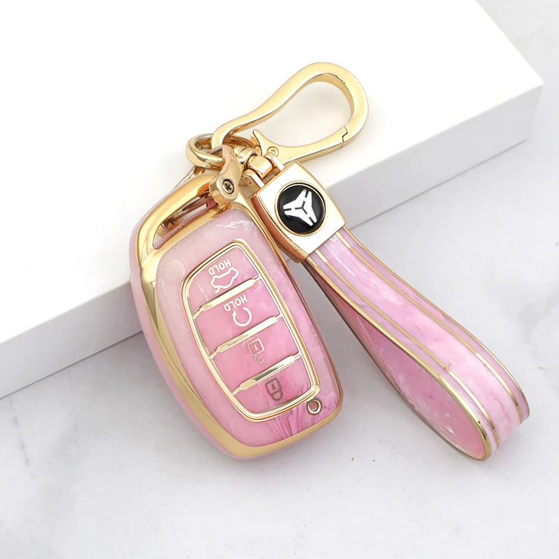 4 Buttons TPU Jade Pattern Car Key Box Cover Protection For Hyundai Sonata 2015 Key Shell Fob Auto Car Accessories Accessories