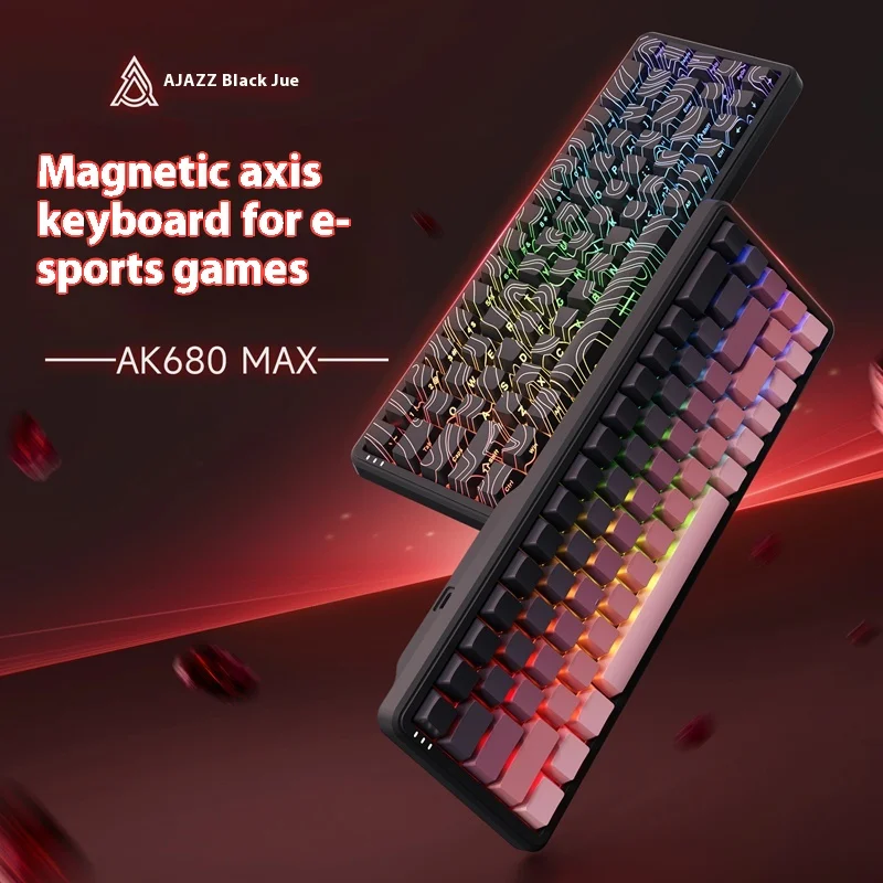 New AJAZZ  Ak680max Magnetic Axis Mechanical Keyboard Contour Line Side Carving Wired Esports Rt Low Latency Office Game Gifts