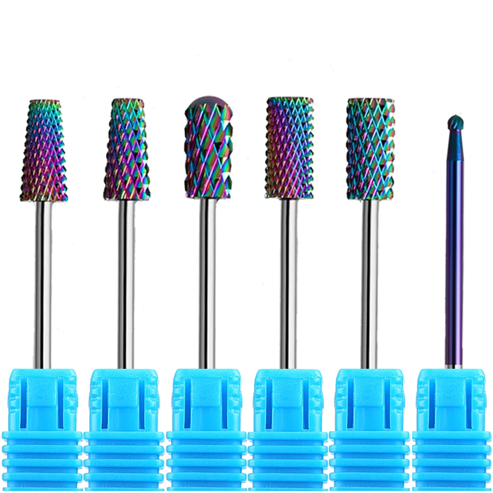 Rainbow Carbide Tungsten Nail Drill Bit Medical Stainless Steel Manicure Cutters Cuticle Clean Nail Drill Accessories Care Tools