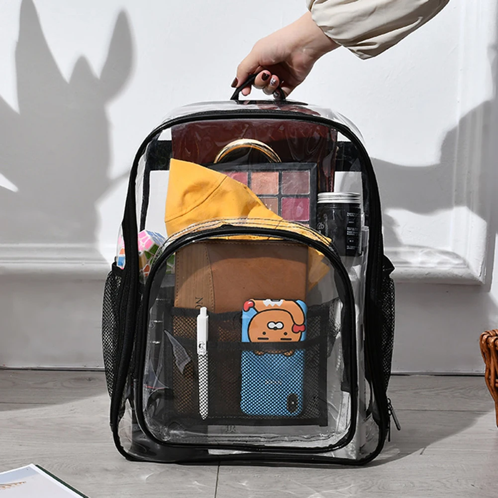 2023 New PVC Waterproof Transparent Schoolbag See Through Student Backpack Large Capacity Clear Unisex Knapsack Designer Bookbag