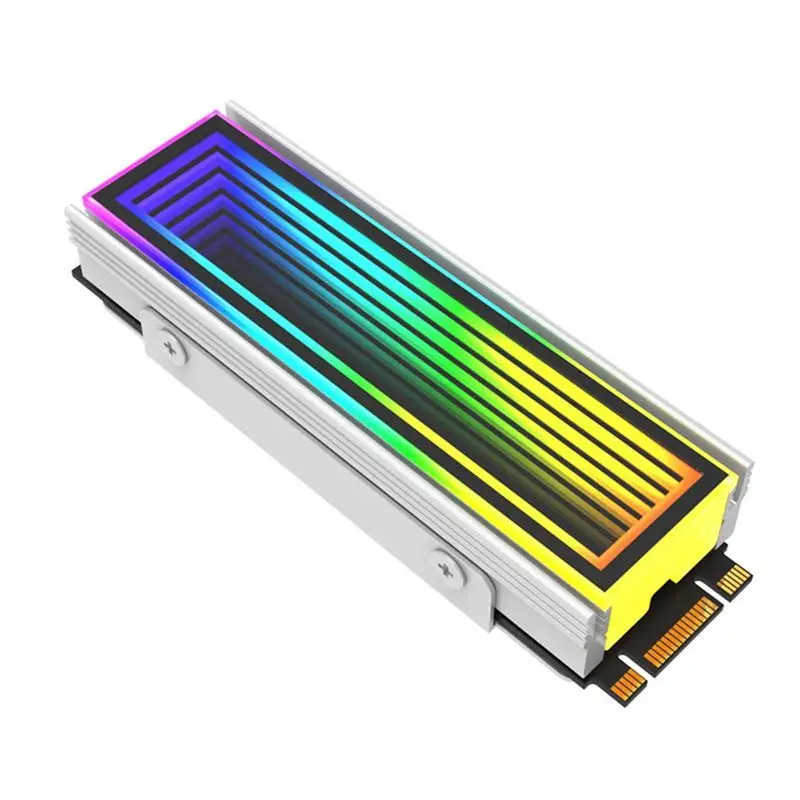 Reliable-M.2 ARGB Computer Radiator 2280 SSD M2 Radiator PC RGB M.2 Nvme Cooler Heatsink Endless Abyss Effect Silver,M.2 ARGB Co