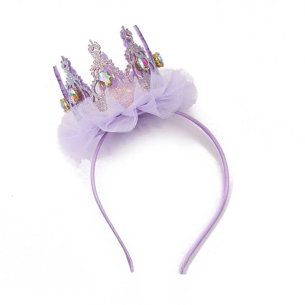 

Sweet Adorable Cute Leather Crown Hair Accessory Rhinestone Mesh Hair Hoop Girl Hair Band Headwear Korean Style Headband