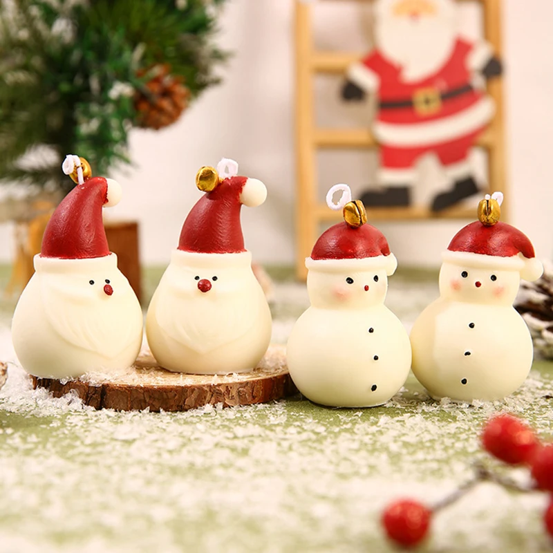 1 Stück, Weihnachtsmann-Form, Schneemann, Kerze, duftender Silikonform, DIY-Dekoration, handgefertigtes Seifenpflaster