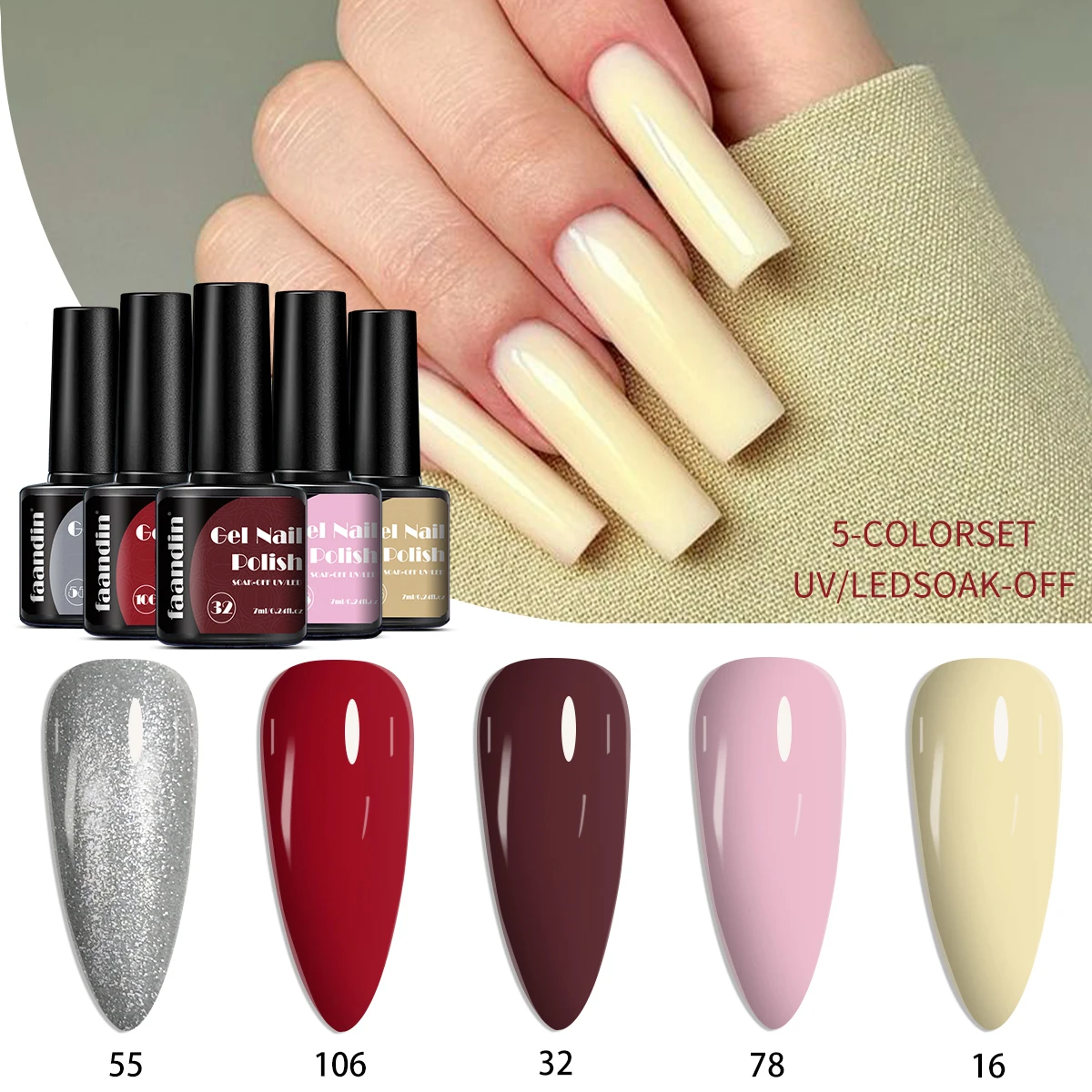 5 قطع/مجموعة مجموعة زجاجات Faandin 7 مل * 5 زجاجات، لؤلؤي بلون موحد، مجموعة طلاء أظافر جل، لون غني، سلسلة أرجوانية مختارة، سلسلة وردية، طلاء أظافر مبهر، طلاء أظافر عالي الجودة، طلاء أظافر يدوم طويلاً، هدية، سهل الإزالة، طلاء أظافر، سهل الإزالة، سهل الإزالة، طلاء الأظافر #1