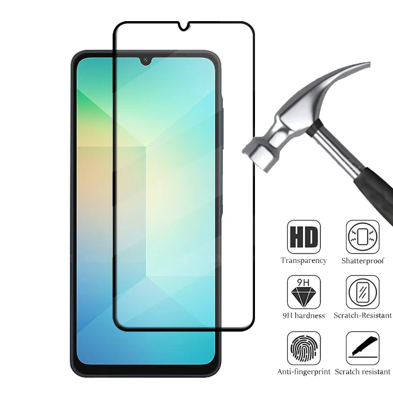 1/2/3/4PCS For Samsung A06 Glass Samsung Galaxy A06 Tempered Glass Protective Full Cover Glue Screen Protector Samsung A06 A 06