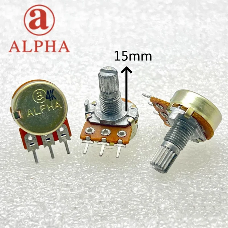 1pcs，Single loop rotary potentiometer，RK16，C10K，3Pin，Axis length 15mm, axis diameter 6mm