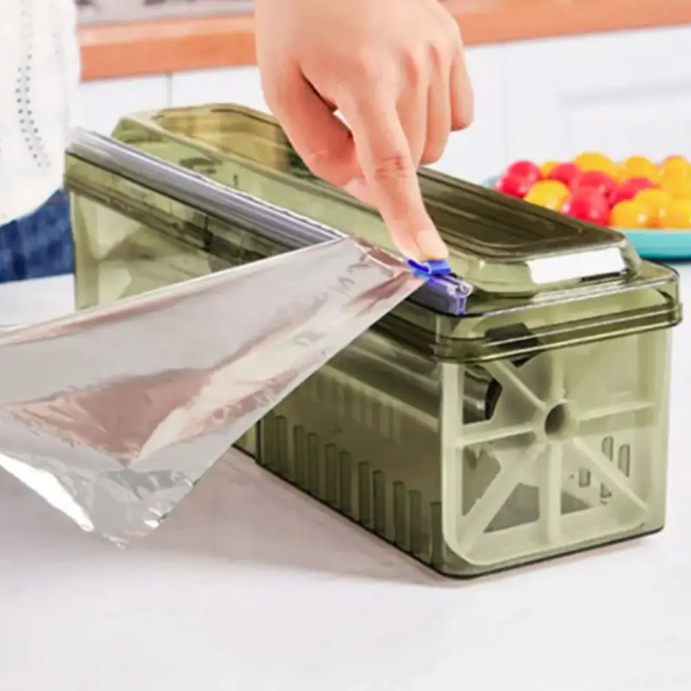 

Plastic Cling Wrap Dispenser Universal with Suction Cups Aluminum Foil Film Dispenser Refillable Cling Film Organizer