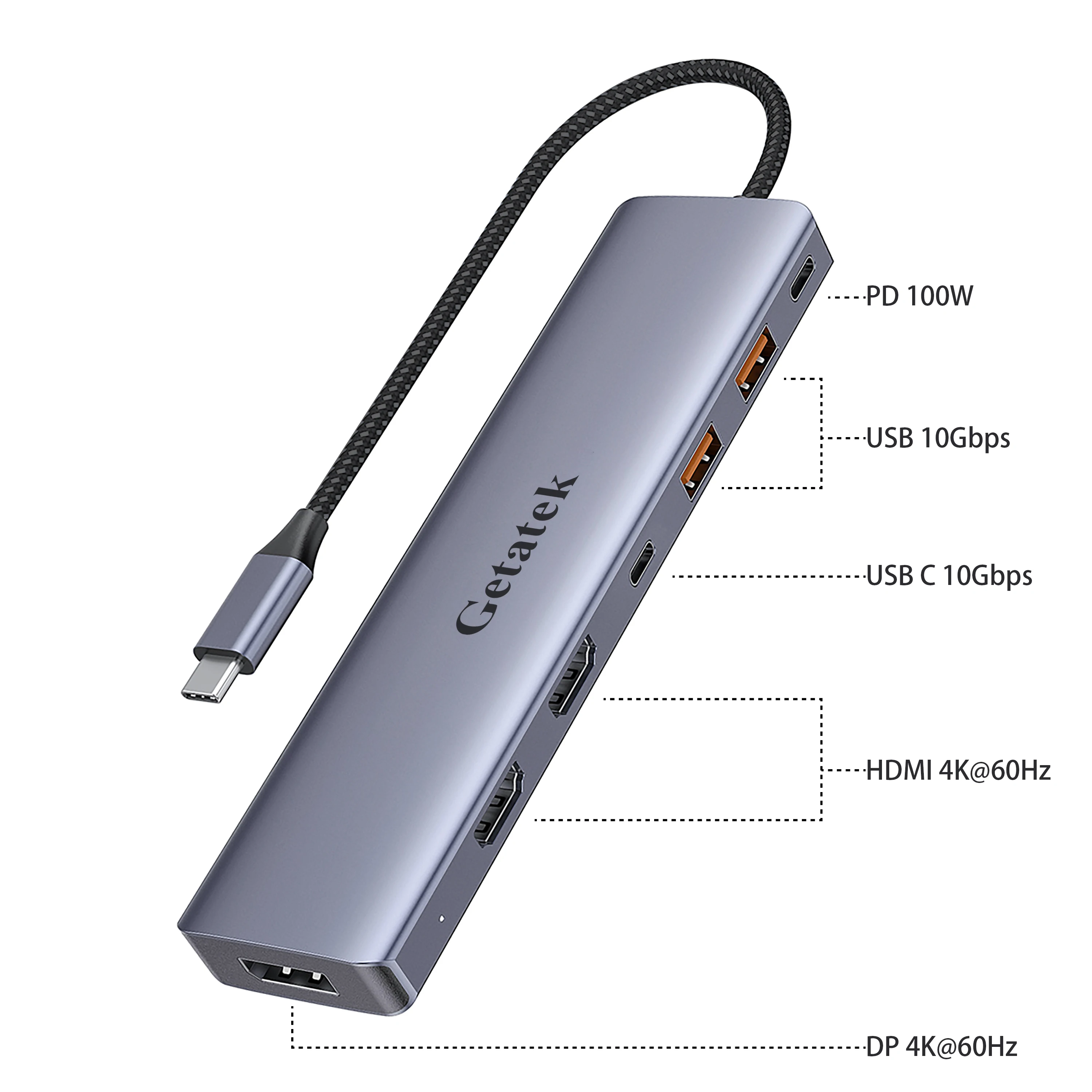 10Gbps USB C HUB 4K 60Hz Type C to HDMI DP PD 100W for MacBook PC iPad Sumsang PC Tablet Phone USB 3.2 Hub