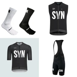 Summer short sleeve Bicycle suit 2026 Black Blue SYN convenient cycling Jersey and bib shorts 4-piece set