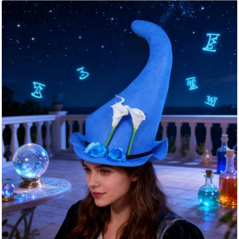 

Костюмы и реквизит Пасхальная зачарованная шляпа ведьмы — химерная остроконечная шляпа с цветочным пэчворком на Рождество