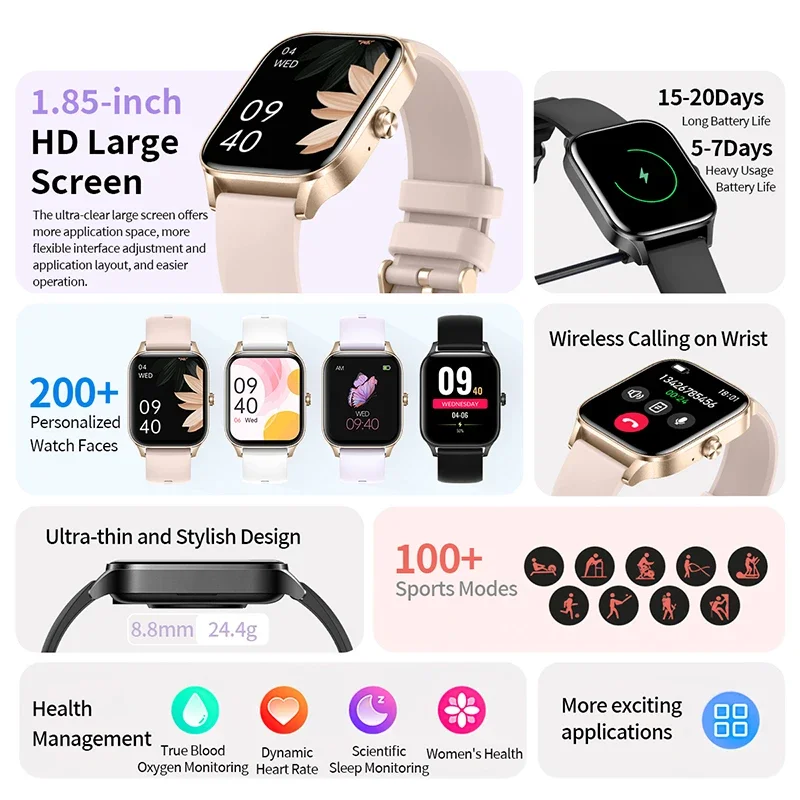 LIGE Luxury Smart Watches For Women Bluetooth Call Connected Phone Women Watch Health Monitor Sports Smartwatch 2025 Women Gift